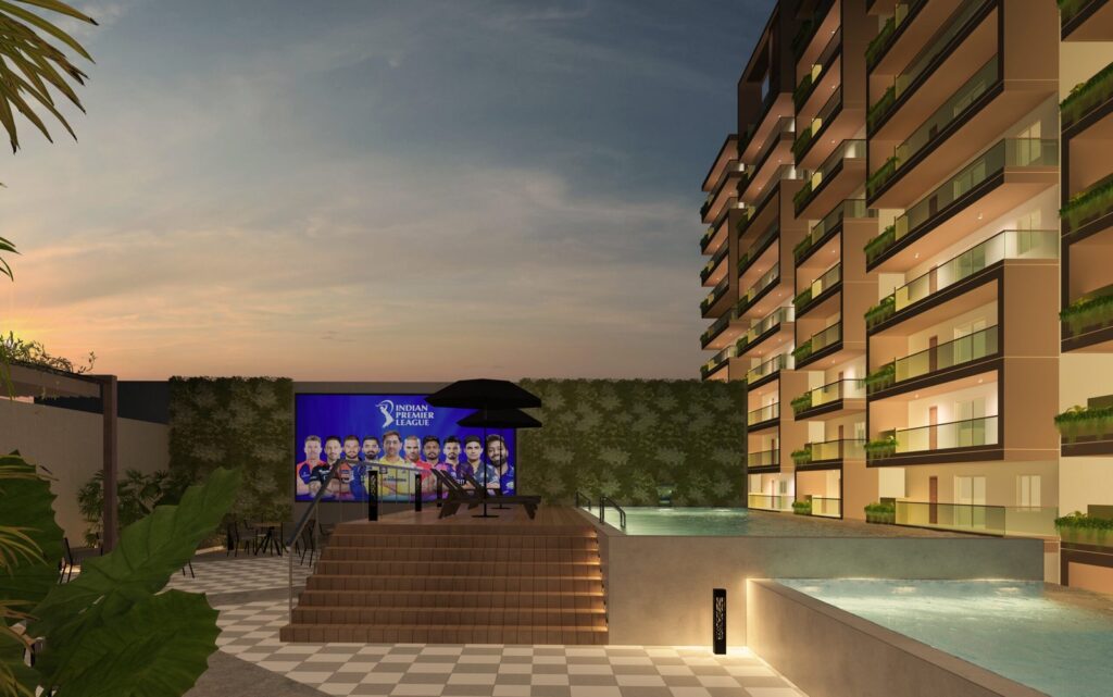 club house terrace floor night view scaled